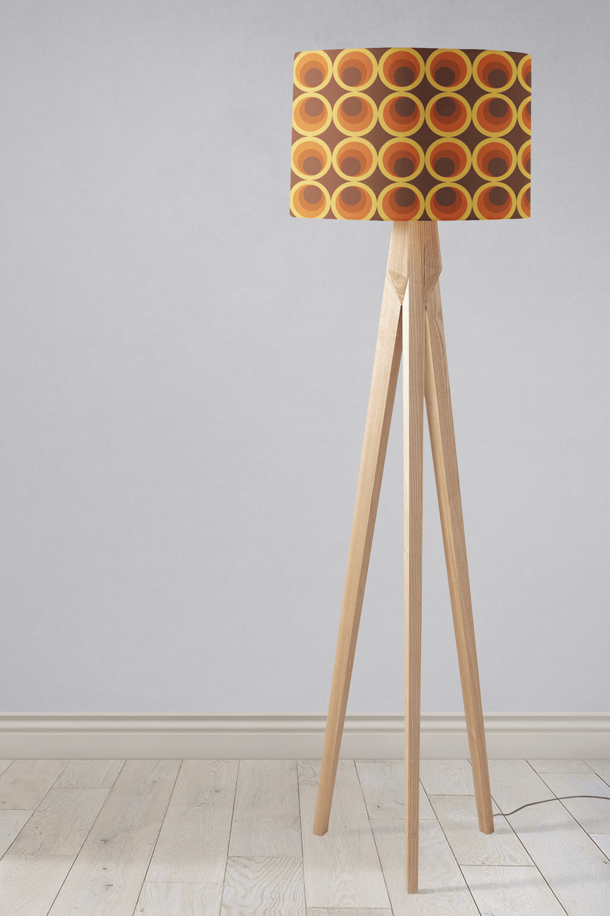 Dark Brown Drum Lampshade, 1970s Retro Design Shade for Table, Floor or Ceiling Pendant Light - Shadow bright