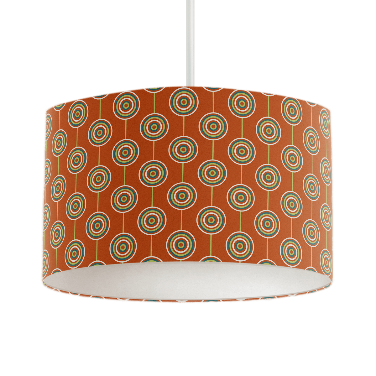 Orange Drum Lampshade, Retro Circles Design Shade for Table, Floor or Ceiling Pendant Light - Shadow bright