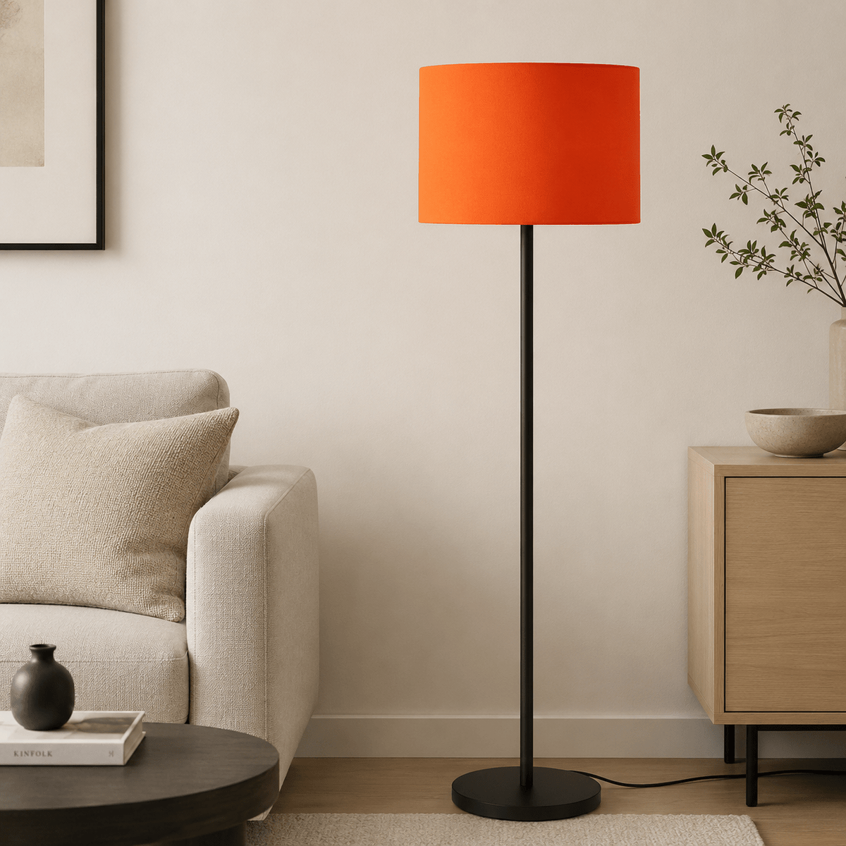 Plain Bright Orange Lampshade, Ceiling or Table Lamp Shade - Shadow bright