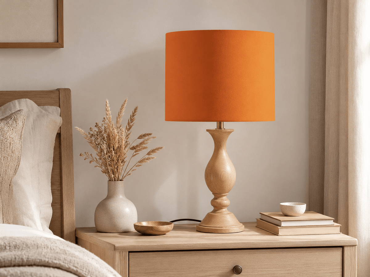Plain Burnt Orange Lampshade – Handmade UK Ceiling or Table Lamp Shade | Made to Order - Shadow bright