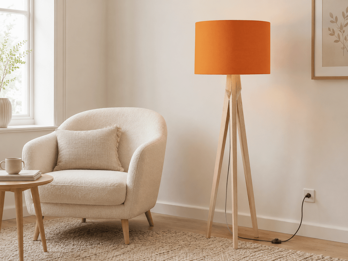 Plain Burnt Orange Lampshade – Handmade UK Ceiling or Table Lamp Shade | Made to Order - Shadow bright