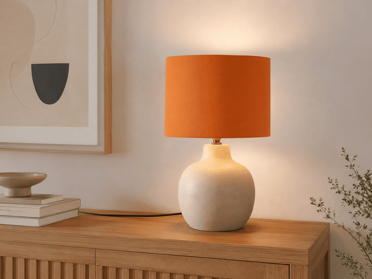 Plain Burnt Orange Lampshade – Handmade UK Ceiling or Table Lamp Shade | Made to Order - Shadow bright