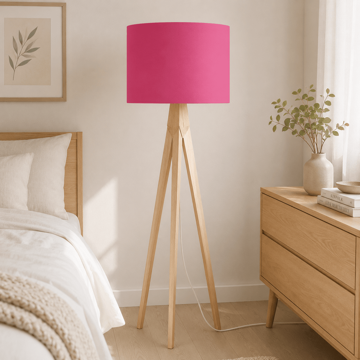 Plain Cerise Pink Lampshade, Ceiling or Table Lamp Shade - Shadow bright