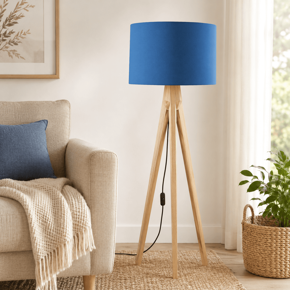 Plain Cobalt Blue Lampshade, Ceiling or Table Lamp Shade - Shadow bright