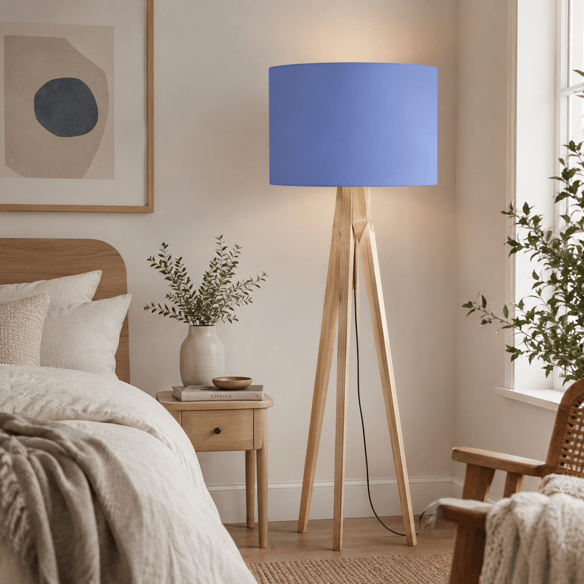 Plain Cornflower Blue Lampshade, Ceiling or Table Lamp Shade - Shadow bright