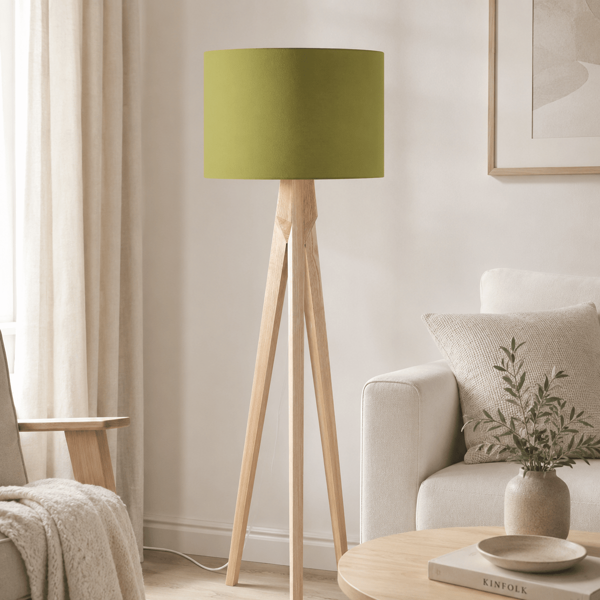 Plain Olive Green Lampshade, Ceiling or Table Lamp Shade - Shadow bright
