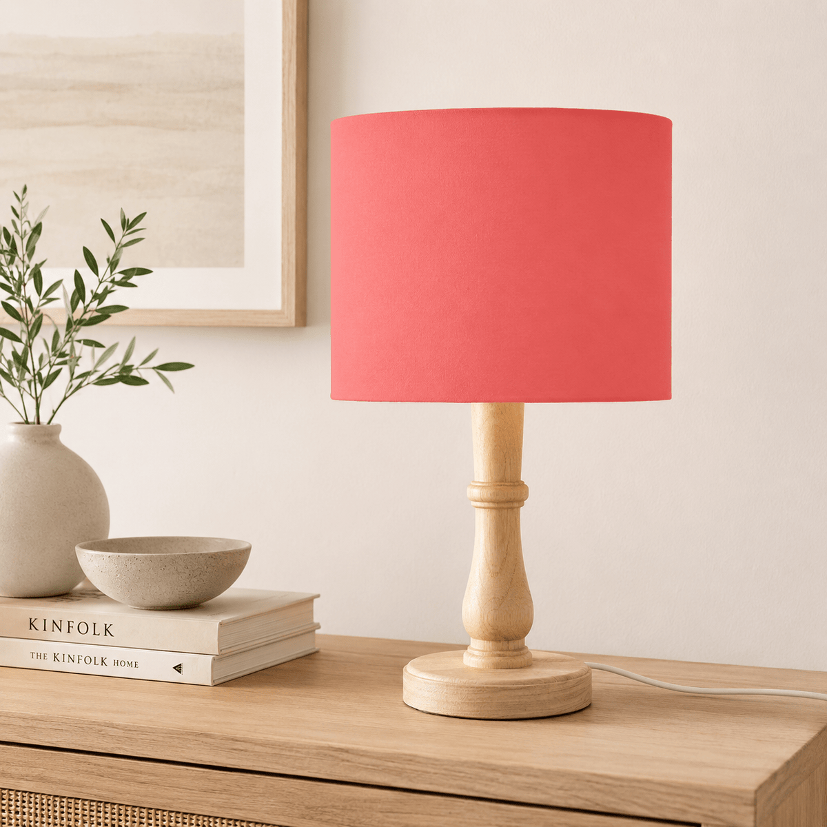 Plain Salmon Pink Lampshade, Ceiling or Table Lamp Shade - Shadow bright