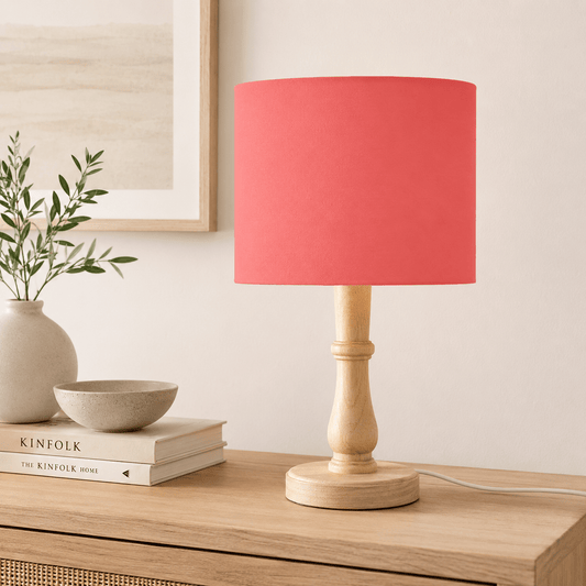 Plain Salmon Pink Lampshade, Ceiling or Table Lamp Shade - Shadow bright
