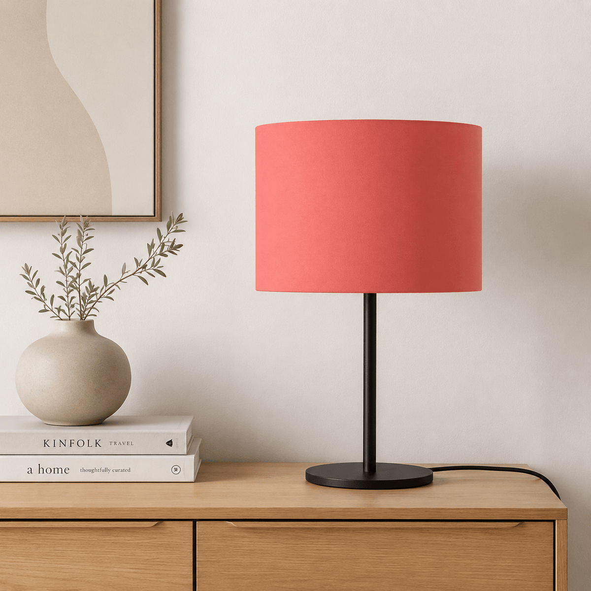Plain Salmon Pink Lampshade, Ceiling or Table Lamp Shade - Shadow bright