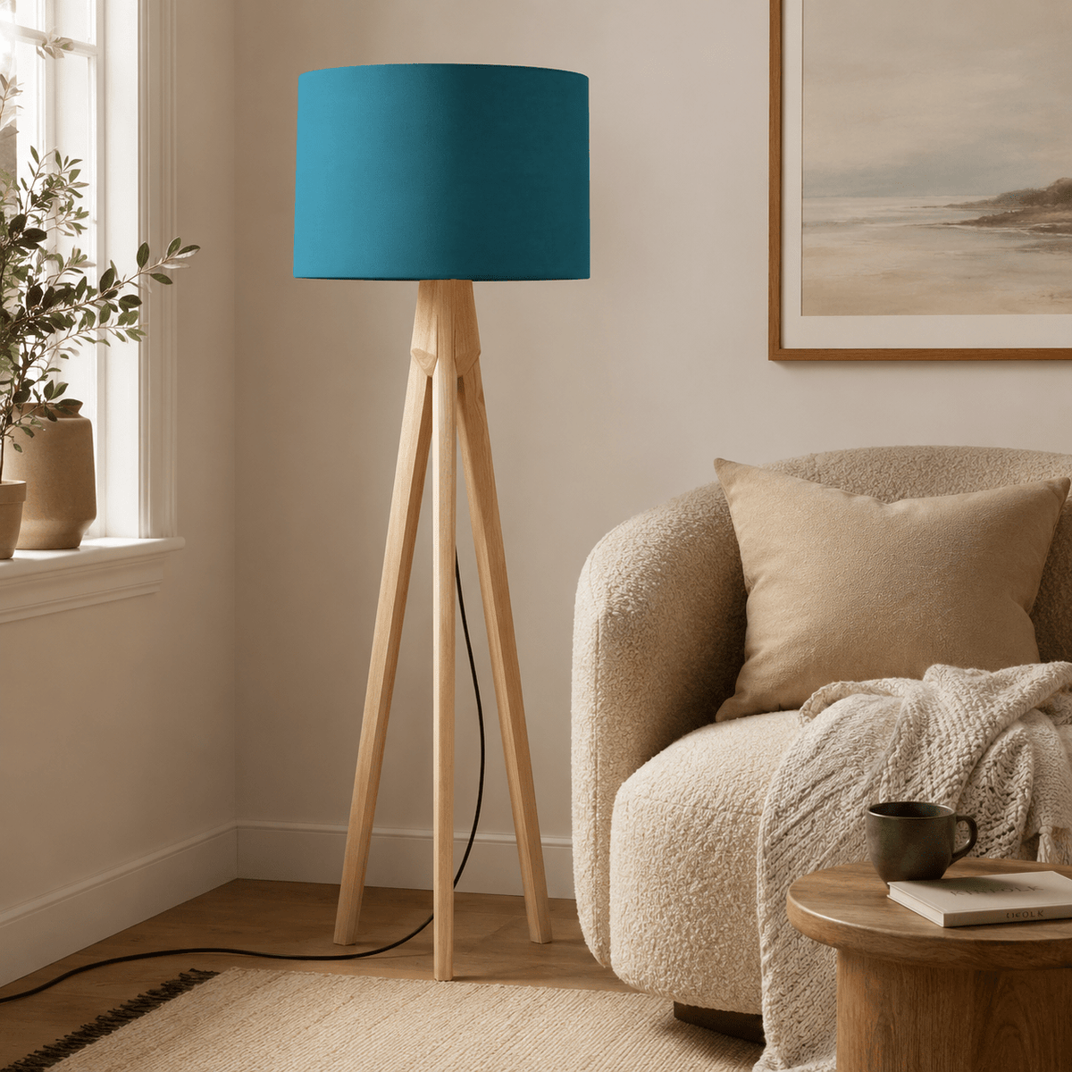 Plain Teal Lampshade, Ceiling or Table Lamp Shade - Shadow bright