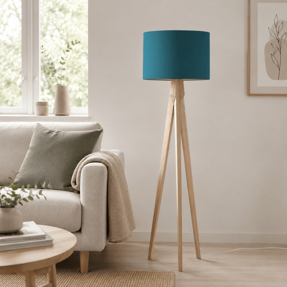 Plain Teal Lampshade, Ceiling or Table Lamp Shade - Shadow bright