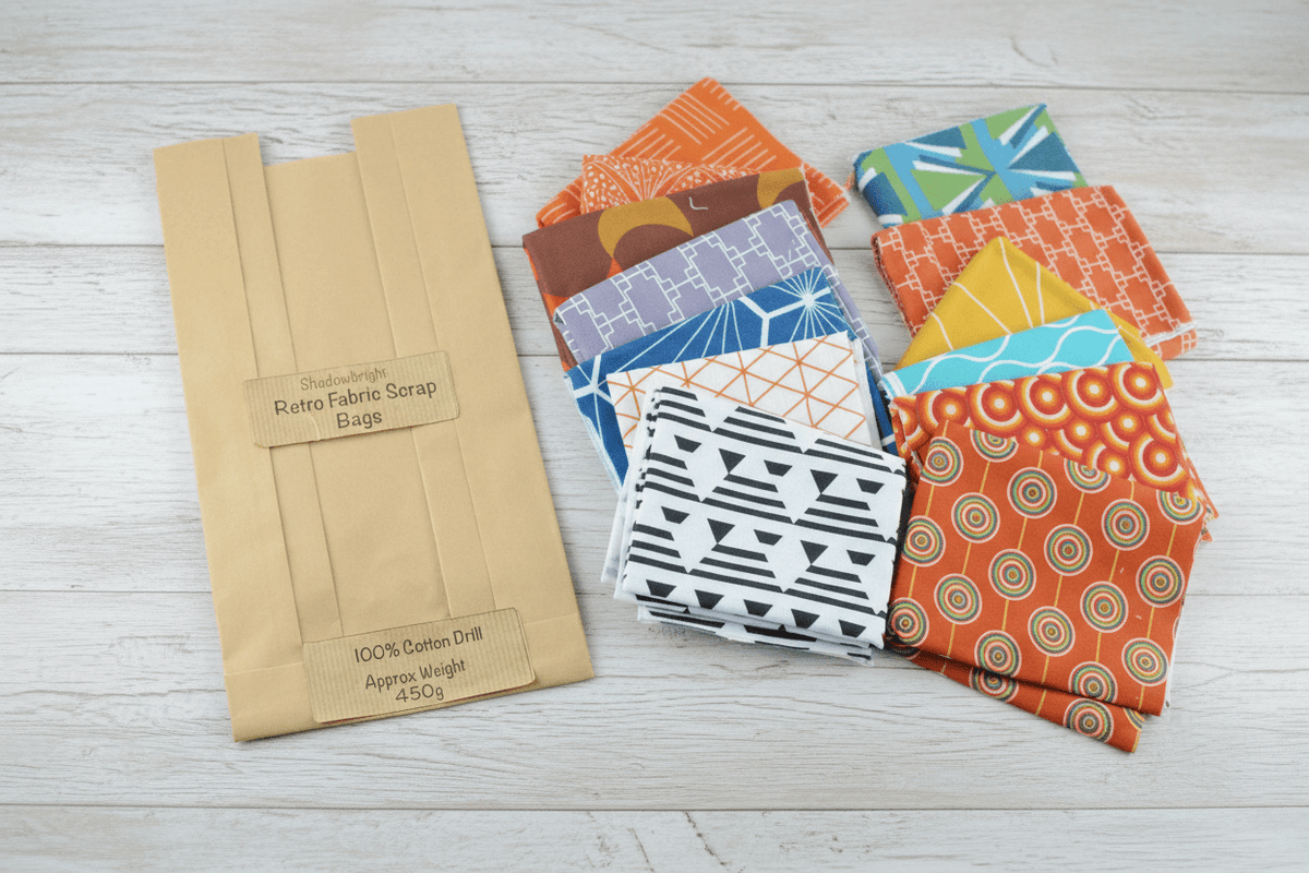 Shadowbright Fabric Scrap Bags – 450g Retro Cotton Drill Offcuts - Shadow bright