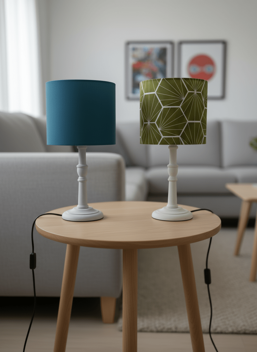 Sustainable Mango Wood Lamp Base – Hand-Turned, Waxed or Painted Sage Green/Grey - Shadow bright