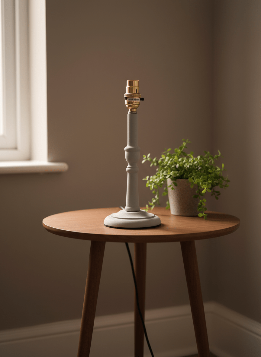 Sustainable Mango Wood Lamp Base – Hand-Turned, Waxed or Painted Sage Green/Grey - Shadow bright