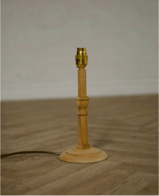 Sustainable Mango Wood Lamp Base – Hand-Turned, Waxed or Painted Sage Green/Grey - Shadow bright
