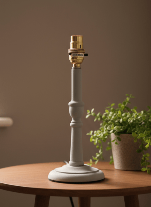Sustainable Mango Wood Lamp Base – Hand-Turned, Waxed or Painted Sage Green/Grey - Shadow bright