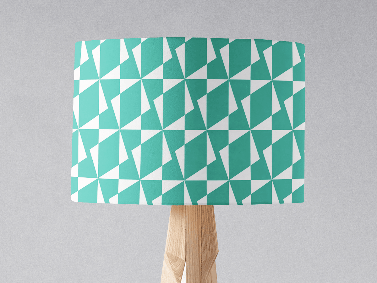 Turquoise Retro Geometric Lampshade, Ceiling or Table Lamp Shade - Shadow bright