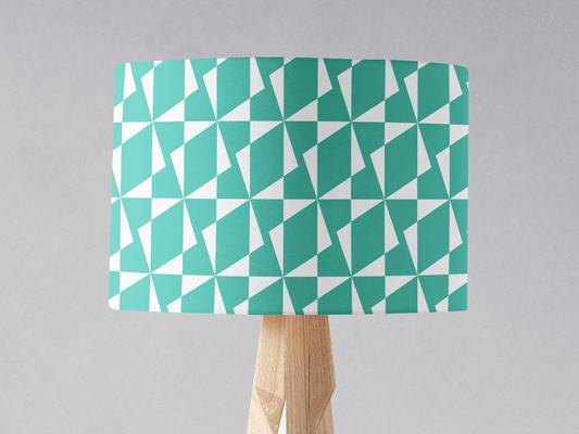 Turquoise Retro Geometric Lampshade, Ceiling or Table Lamp Shade - Shadow bright
