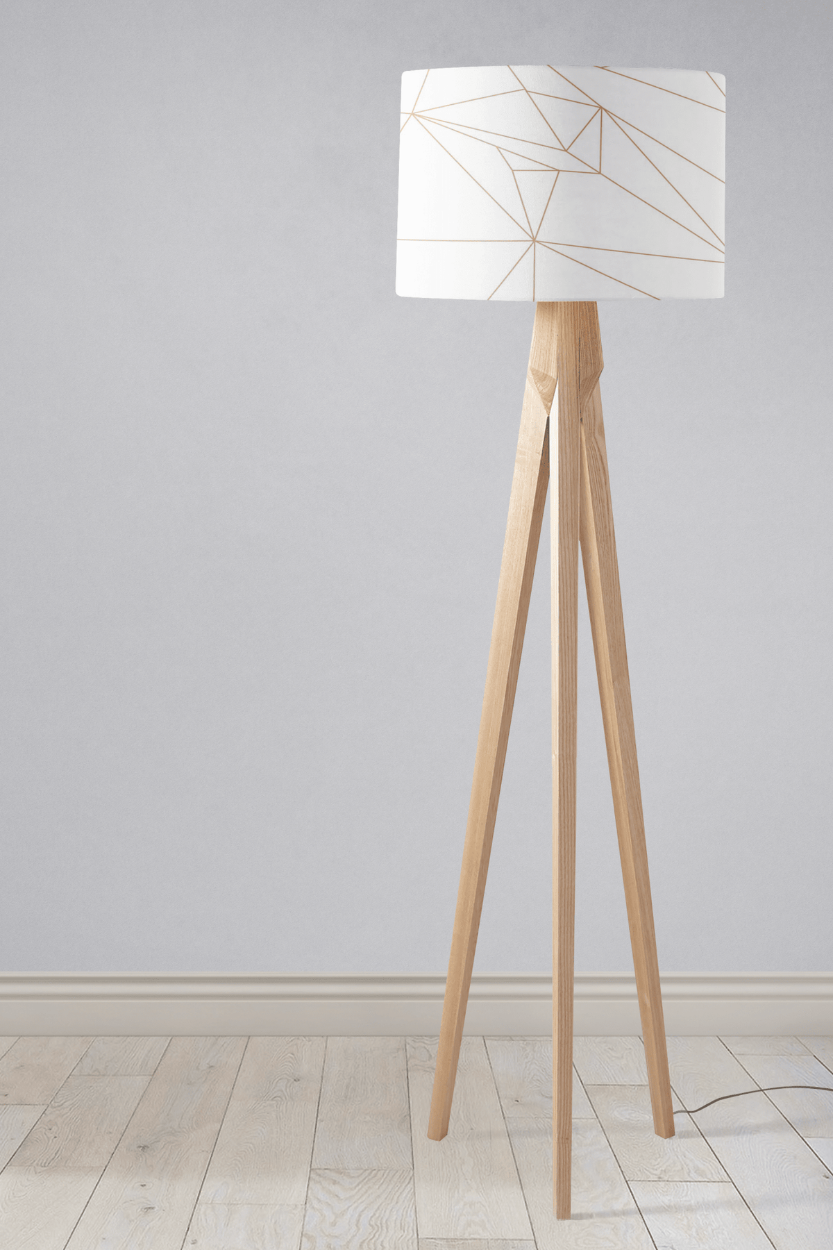 White and Rose Gold Lines Lampshade - Shadow bright
