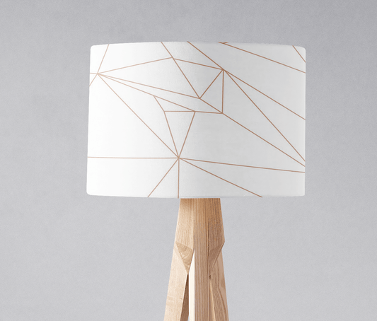 White and Rose Gold Lines Lampshade - Shadow bright