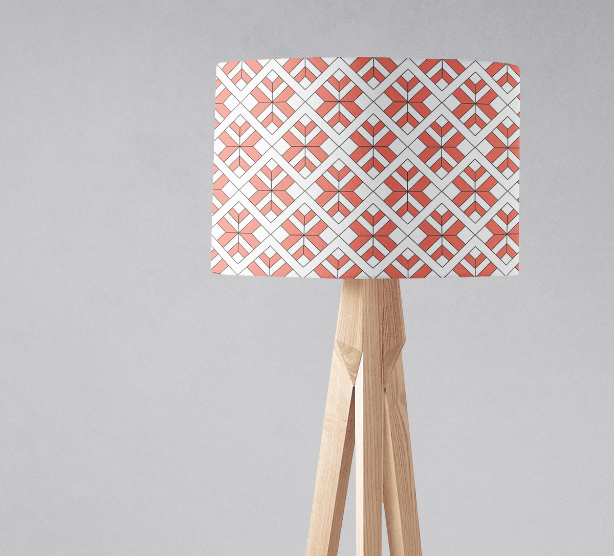 Coral and White Geometric Design Lampshade, Ceiling or Table Lamp Shade - Shadow bright