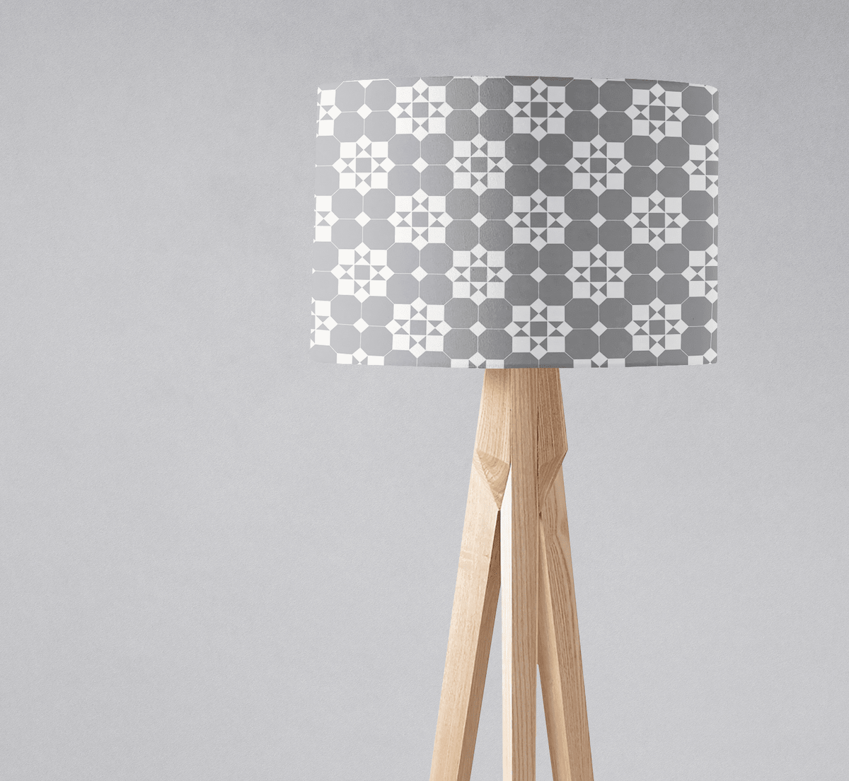 Grey and White Tiles Design Geometric Lampshade - Shadow bright