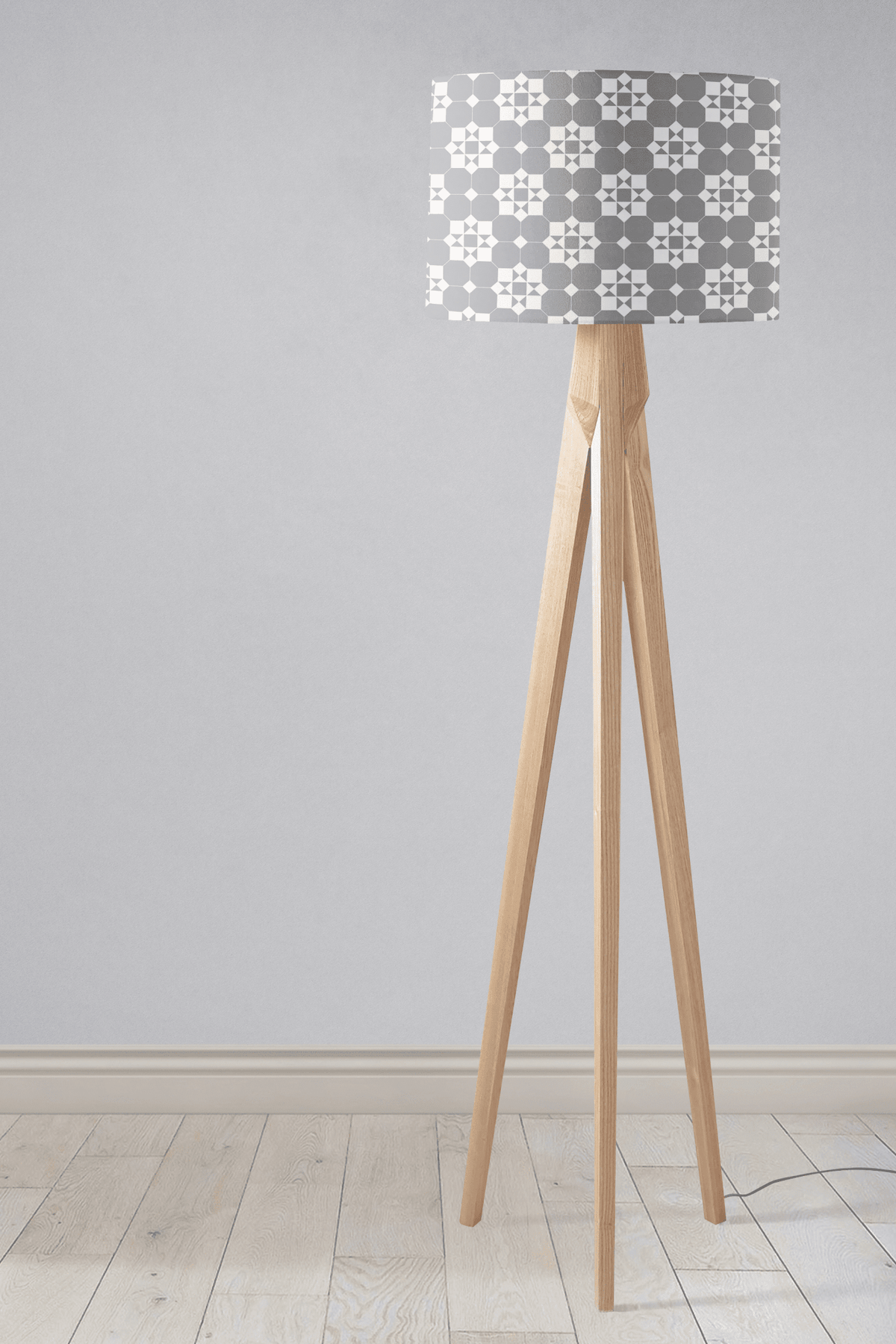 Grey and White Tiles Design Geometric Lampshade - Shadow bright