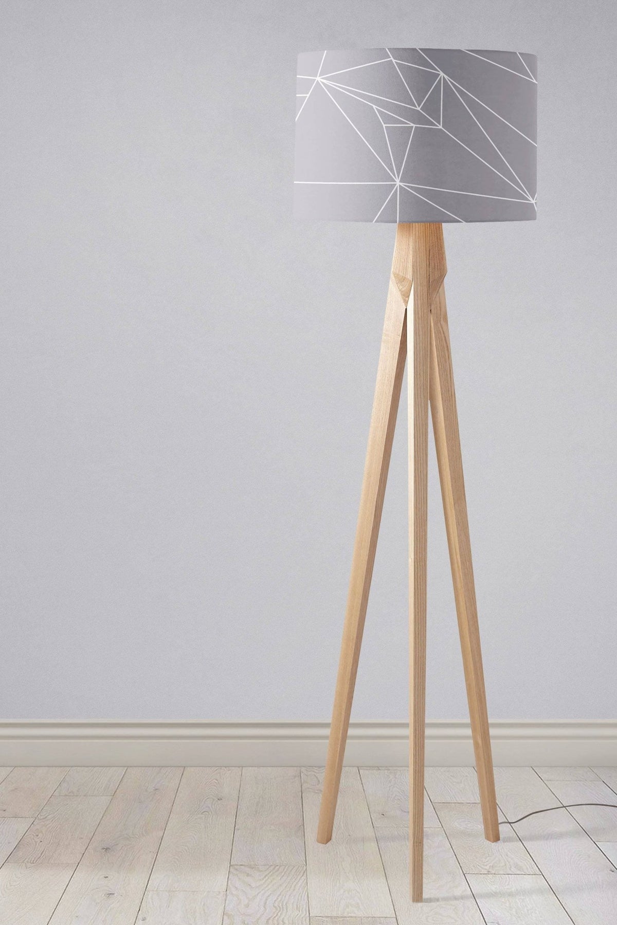 Grey with a White Lines Geometric Design Lampshade, Ceiling or Table Lamp Shade - Shadow bright