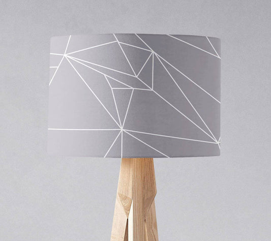 Grey with a White Lines Geometric Design Lampshade, Ceiling or Table Lamp Shade - Shadow bright