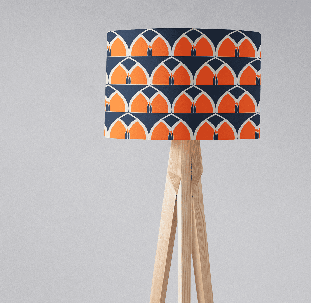 Navy Blue and Orange Retro Geometric Design Lampshade, Ceiling or Table Lamp Shade - Shadow bright