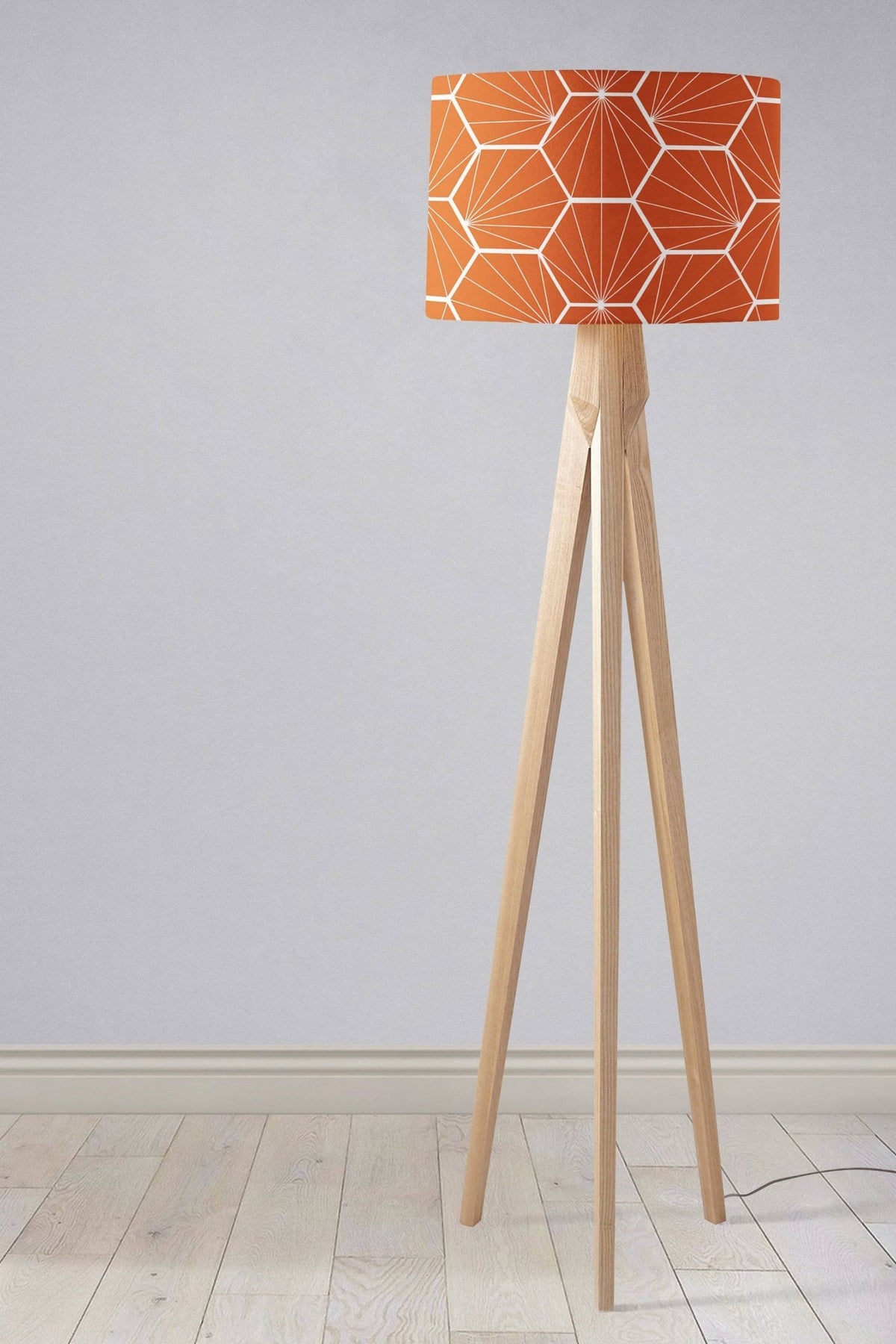 Orange Lampshade with a White Hexagon Design, Ceiling or Table Lamp Shade - Shadow bright