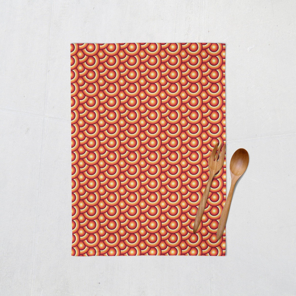 Orange Tea Towels with a 70's Retro Design, Dish Towels, Kitchen Towels - Shadow bright
