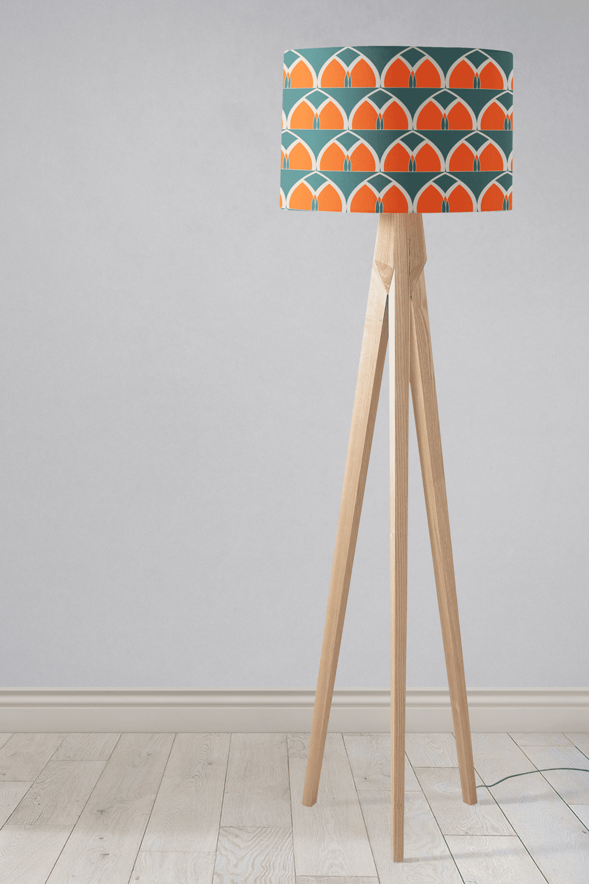 Teal and Orange Geometric Arches Design Lampshade, Ceiling or Table Lamp Shade - Shadow bright