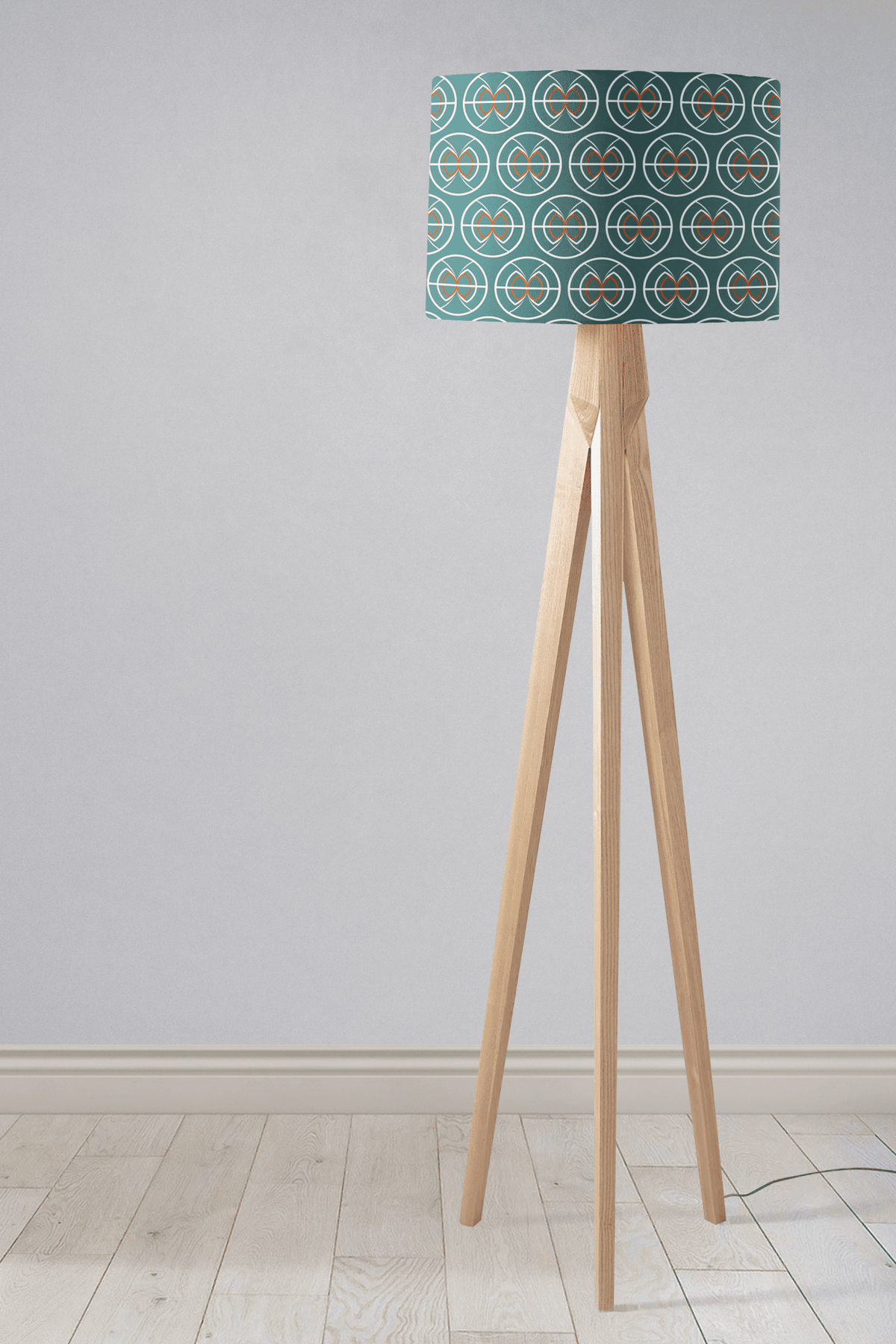 Teal and White Geometric Semi-Circle Design Lampshade, Ceiling or Table Lamp Shade - Shadow bright