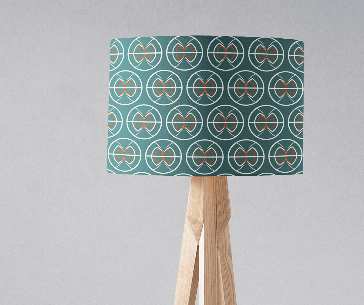 Teal and White Geometric Semi-Circle Design Lampshade, Ceiling or Table Lamp Shade - Shadow bright