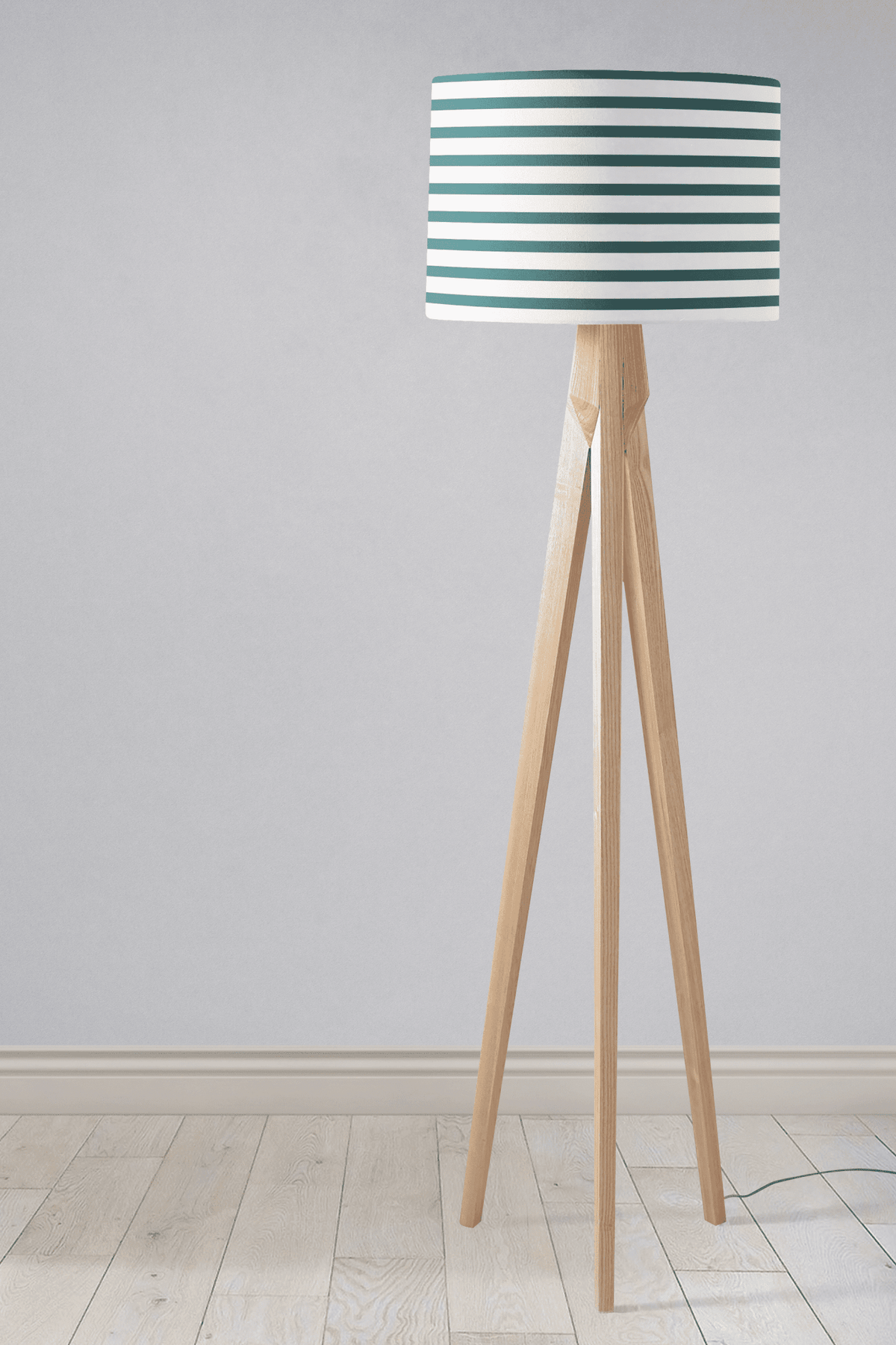 Teal and White Geometric Striped Lampshade, Ceiling or Table Lamp Shade - Shadow bright