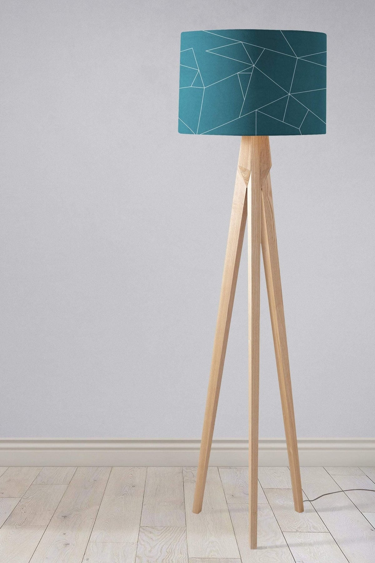 Teal Lampshade with White Lines Geometric Design, Ceiling or Table Lamp - Shadow bright