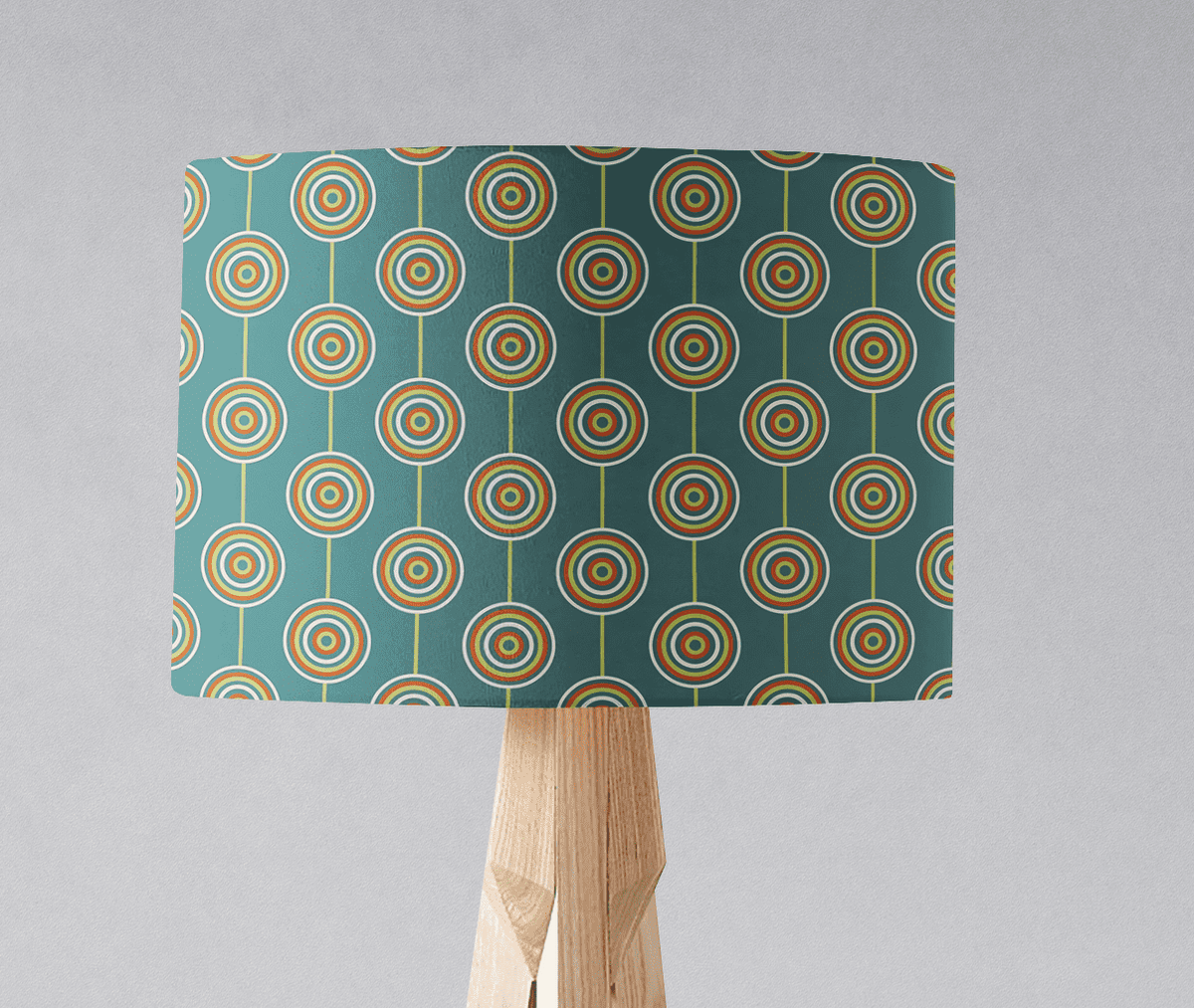 Teal Retro Circles Design Lampshade, Ceiling or Table Lamp Shade - Shadow bright