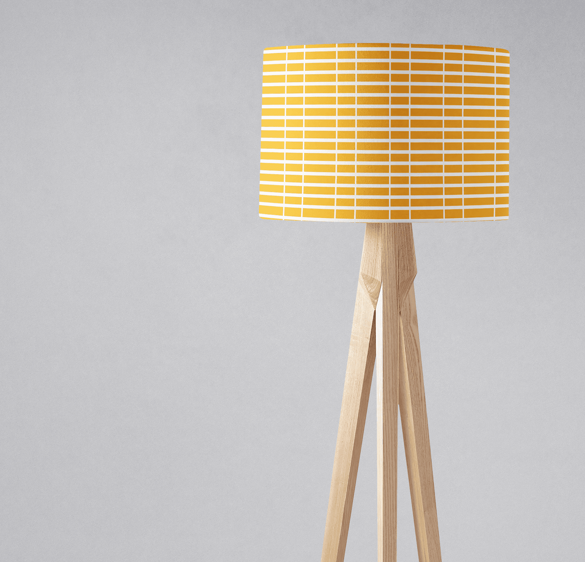 Yellow with White Geometric Stripes Lampshade, Ceiling or Table Lamp Shade - Shadow bright