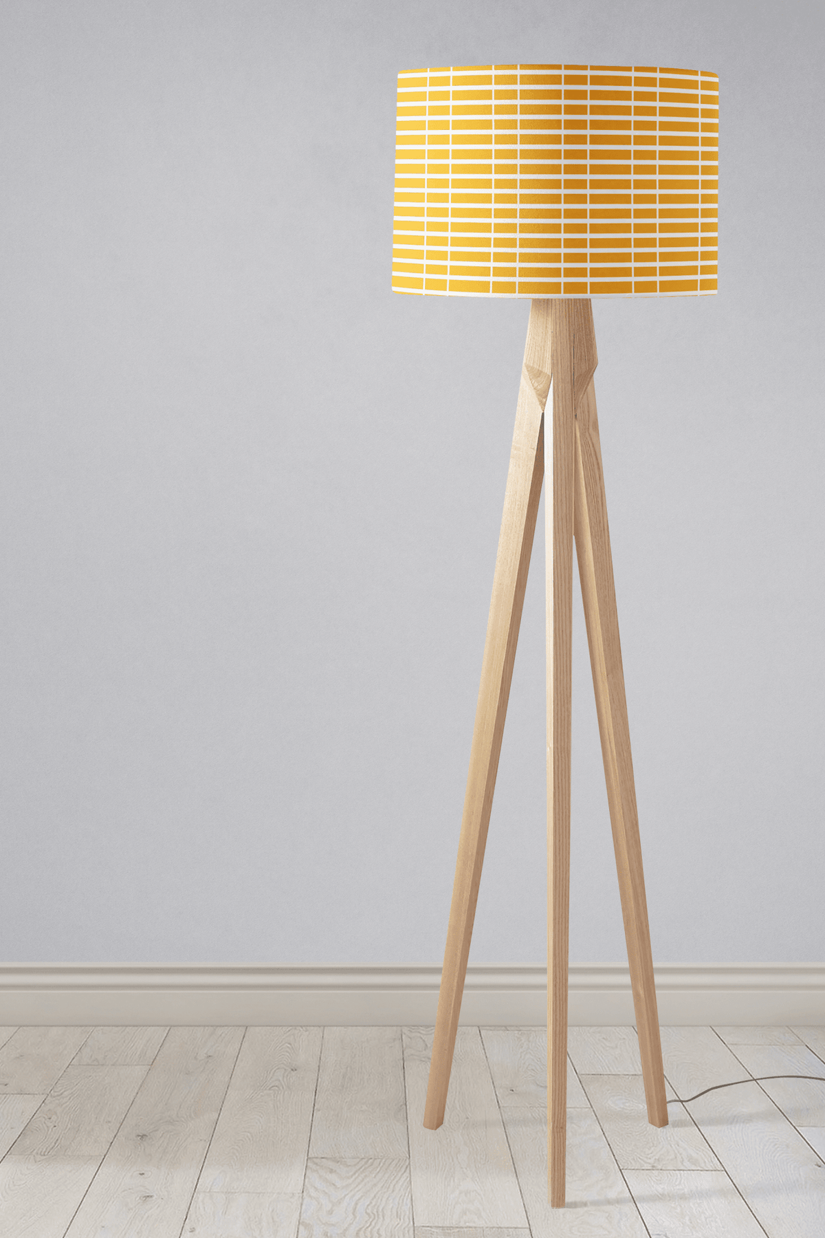 Yellow with White Geometric Stripes Lampshade, Ceiling or Table Lamp Shade - Shadow bright
